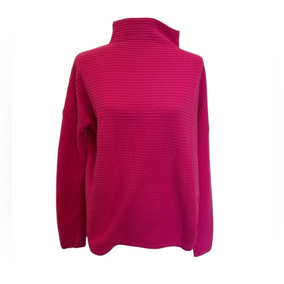 French Connection Babysoft Lena Mock Neck Sweater Fuchsia Hot Pink Size Medium - Picture 2 of 7